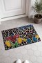 Red and Blue Mosaic Leopard Print Doormat, 40x60 cm, with Non-Slip Sole, Decorative - 2