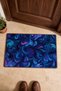 Navy Blue and Purple Ebru Swirl-Patterned Doormat, 40x60 cm, with Non-Slip Sole, Decorative - 4