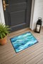 Blue and Green Waves Pattern 902 Doormat, 40x60 cm, Non-Slip Sole, Decorative