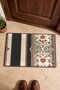 Black Cream Vintage Striped Pattern Doormat, 40x60 cm, Non-Slip Sole, Decorative - 4