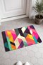Pink Turquoise Retro Prism Geometric Patterned Doormat, 40x60 cm, with Non-Slip Sole, Decorative - 2