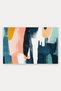 Navy, Peach, and Mustard Brushstroke-Patterned Doormat, 40x60 cm, with Non-Slip Sole, Decorative - 5