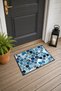 Blue and White Broken Ceramic Mosaic-Patterned Doormat, 40x60 cm, with Non-Slip Sole, Decorative
