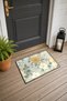 Mint Cream Small Floral Print Doormat, 40x60 cm, Non-Slip Sole, Decorative