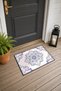 Pink Lilac Damask Mandala-Patterned Doormat, 40x60 cm, with Non-Slip Sole, Decorative