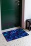 Navy Blue and Purple Ebru Swirl-Patterned Doormat, 40x60 cm, with Non-Slip Sole, Decorative - 3