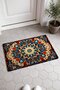 Navy Blue and Orange Star Emblem Turkish Rug-Patterned Doormat, 40x60 cm, with Non-Slip Sole - 4