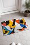 Yellow, Blue, and Black Checkered Pattern Doormat, 40x60 cm, with Non-Slip Sole, Decorative - 2