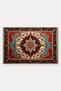 Red Cream Classic Medallion Turkish Rug-Patterned Doormat, 40x60 cm, with Non-Slip Sole - 5