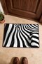 Black and White Zebra-Striped Wavy Pattern Doormat, 40x60 cm, Non-Slip Sole, Decorative - 4