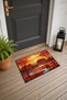 Red and Orange Landscape-Patterned Doormat, 40x60 cm, with Non-Slip Sole, Decorative - 3