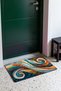 827 Orange and Blue Wavy Pattern Doormat, 40x60 cm, Non-Slip Sole, Decorative - 3