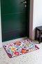 White, Colorful Mexican Floral Print Doormat, 40x60 cm, with Non-Slip Sole, Decorative - 3