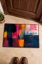 Navy Blue and Pink Block-Patterned Doormat, 40x60 cm, with Non-Slip Sole, Decorative - 4
