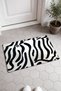 Black and White Zebra Collage-Patterned Doormat, 40x60 cm, with Non-Slip Sole, Decorative - 2