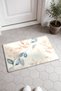 Peach-Gray Pastel Branch and Leaf Pattern Doormat, 40x60 cm, with Non-Slip Sole, Decorative - 2