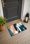 Navy, Peach, and Mustard Brushstroke-Patterned Doormat, 40x60 cm, with Non-Slip Sole, Decorative