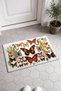 Orange and Blue Butterfly-Patterned 467 Doormat, 40x60 cm, with Non-Slip Sole, Decorative - 2