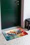 715 Orange and Blue Butterfly-Patterned Doormat, 40x60 cm, with Non-Slip Sole, Decorative - 3