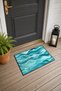 Turquoise Ocean Wave Pattern Doormat, 40x60 cm, Non-Slip Sole, Decorative