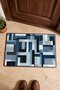 Navy Blue and Gray Labyrinth Block-Patterned Doormat, 40x60 cm, with Non-Slip Sole, Decorative - 4