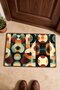 Black Cream Retro Patterned Round Doormat, 40x60 cm, with Non-Slip Sole, Decorative - 4