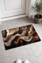 Brown and Gold Wavy-Patterned Doormat, 40x60 cm, with Non-Slip Sole, Decorative - 2