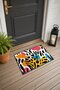 Pink and Orange Pop Leopard-Print Doormat, 40x60 cm, with Non-Slip Sole, Decorative