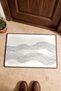 Cream-Gray Japanese wave-patterned doormat with sun motif, 40x60 cm, Non-Slip Sole, Decorative - 4