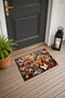 Orange and Blue Butterfly-Patterned 460 Doormat, 40x60 cm, with Non-Slip Sole, Decorative