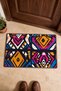 Navy Blue and Pink African Geometric Patterned Doormat, 40x60 cm, with Non-Slip Sole, Decorative - 4