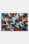 Blue and Orange Geometric Patterned Doormat, 40x60 cm, with Non-Slip Sole, Decorative - 5