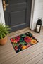 Red and Orange Dahlia-Floral Print Doormat, 40x60 cm, with Non-Slip Sole, Decorative