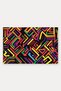 Black Neon-Colored Door Mat with Labyrinth Striped Pattern, 40x60 cm, Non-Slip Sole, Decorative - 5