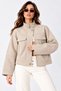 AGLİMMER Women's Beige Cropped Suede Jacket with Snaps, Double Pockets, and a Mock Neck - 3