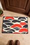 Red and Navy Blue Japanese Wave-Patterned Doormat, 40x60 cm, with Non-Slip Sole, Decorative - 4
