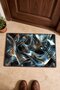 Blue and Silver Fluid-Patterned Doormat, 40x60 cm, with Non-Slip Sole, Decorative - 4