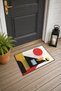 Red Sun Minimal Patterned Doormat, 40x60 cm, with Non-Slip Sole, Decorative