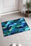 Blue and Green Stained-Glass Wave Mosaic Patterned Doormat, 40x60 cm, with Non-Slip Sole, Decorative - 2