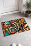 Orange and Turquoise Cubist Abstract Patterned Doormat, 40x60 cm, with Non-Slip Sole, Decorative - 2