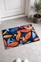 Navy Blue and Orange Tropical Print Doormat, 40x60 cm, with Non-Slip Sole, Decorative - 2