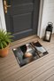 Gray Copper Metallic Geometric Patterned Doormat, 40x60 cm, with Non-Slip Sole, Decorative