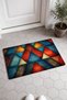 Red and Blue Triangle-Patterned Doormat, 40x60 cm, with Non-Slip Sole, Decorative - 2
