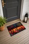 Red and Yellow Forest Scenery Patterned Doormat, 40x60 cm, with Non-Slip Sole, Decorative - 3