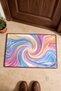 Pastel Rainbow Liquid Spiral-Patterned Doormat, 40x60 cm, with Non-Slip Sole, Decorative - 4