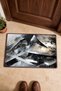 Black and White Brushstroke Abstract Patterned Doormat, 40x60 cm, Non-Slip Sole, Decorative - 4
