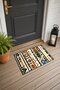 Cream-Orange Aztec-Patterned Doormat, 40x60 cm, with Non-Slip Sole, Decorative