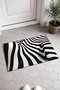 Black and White Zebra-Striped Wavy Pattern Doormat, 40x60 cm, Non-Slip Sole, Decorative - 2