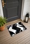Black and White Zigzag Patterned Door Mat, 40x60 cm, with Non-Slip Sole, Decorative