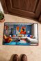 Orange and Blue Abstract Patterned 874 Doormat, 40x60 cm, Non-Slip Sole, Decorative - 4